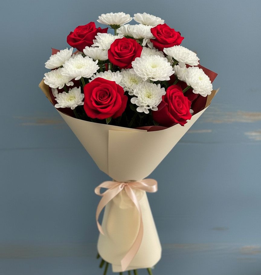 Букет цветов из: Розы и Хризантемы в Вавож