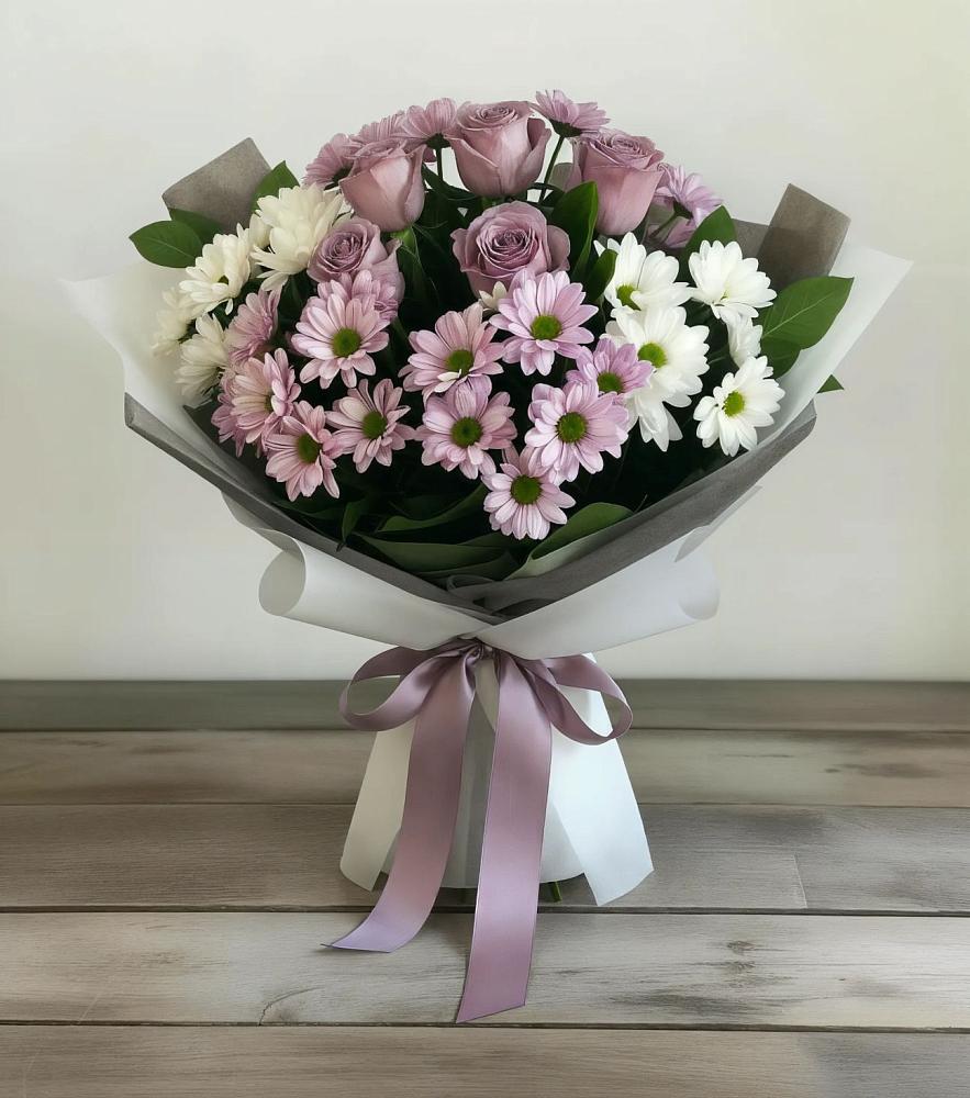 Букет цветов из: Хризантемы и Розы в Вавож