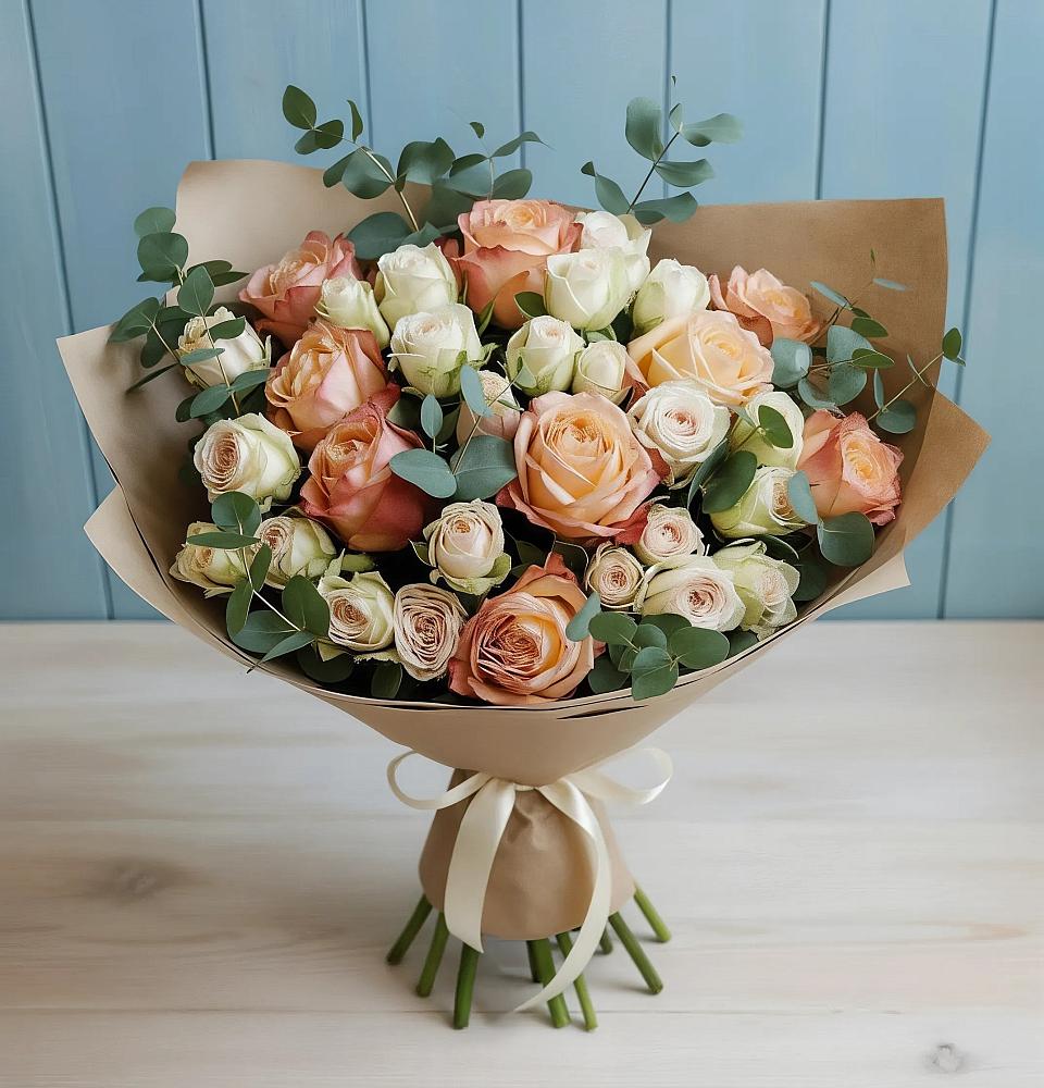 Букет цветов из: Альстромерии и Розы в Вавож