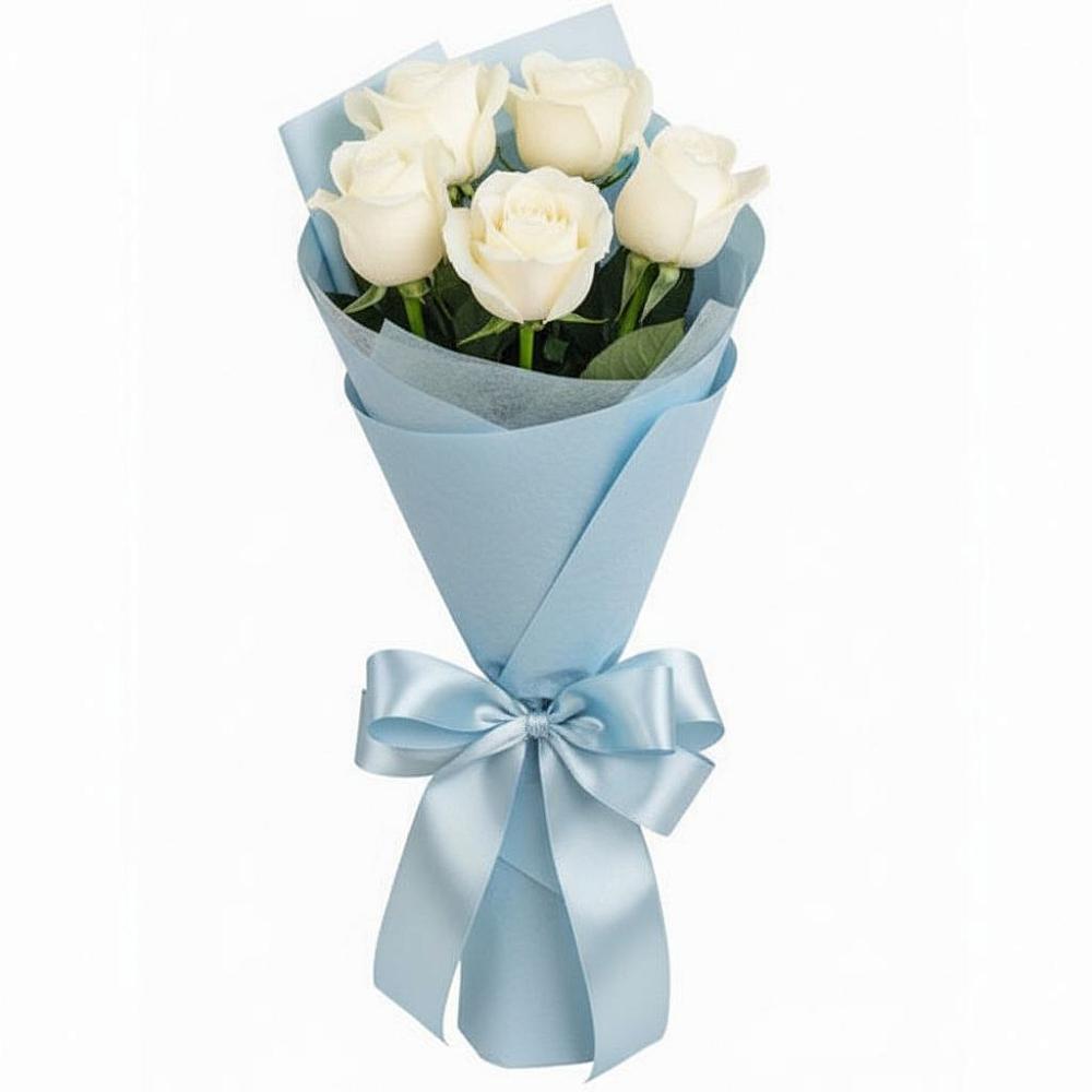 Букет 5 Белых роз Проуд в Вавож