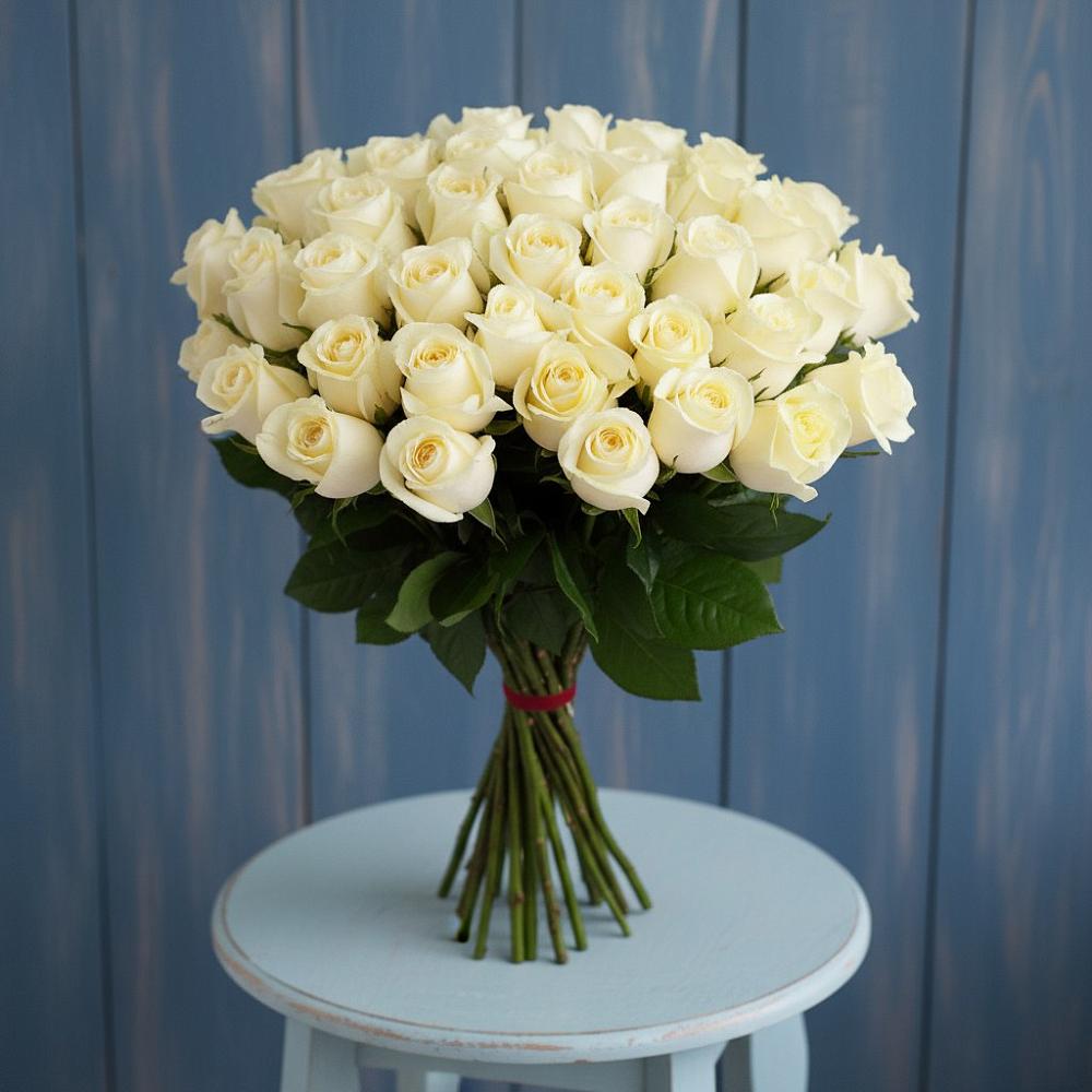 Букет 51 Белая роза Эдлесс Лав в Вавож