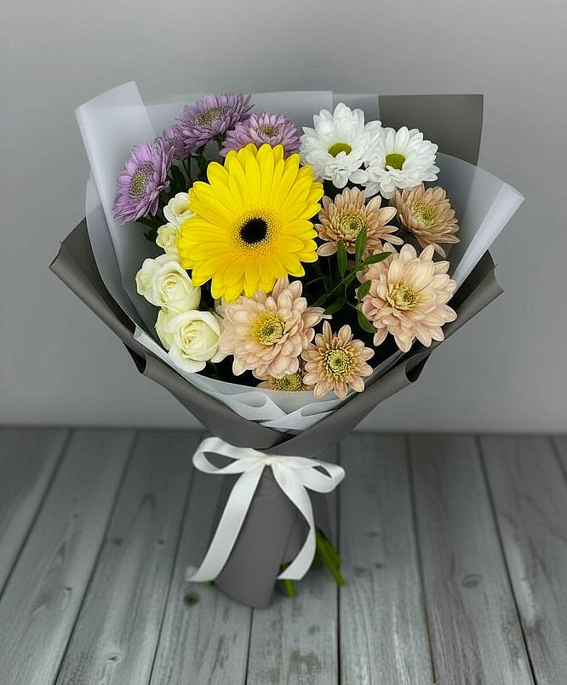 Букет цветов из: Розы, Герберы и Хризантемы в Вавож