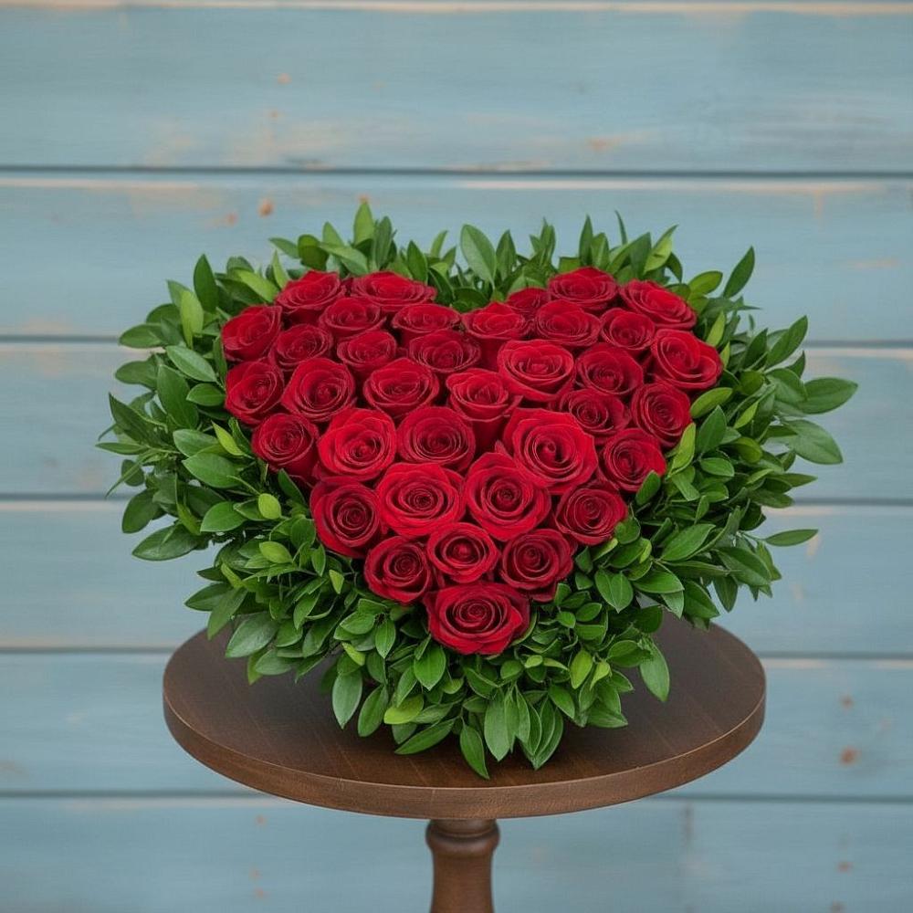 Цветочная композиция из Розы в виде сердца в Вавож