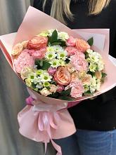 Букет нежные объятья в Вавож Букет цветов из: Гвоздики, Розы и Хризантемы в Вавож