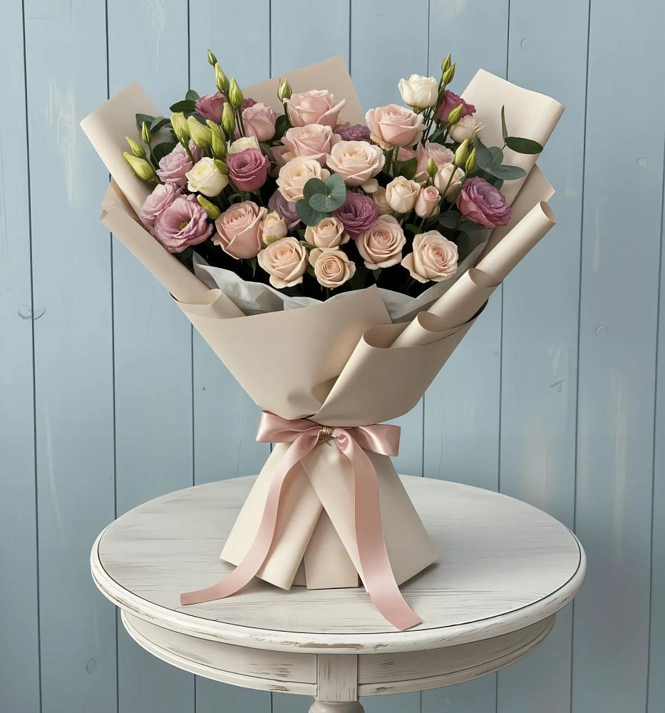 Букет цветов из: Розы и Лизиантусы в Вавож