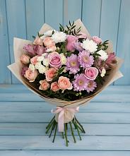 Букет цветов из:  Хризантемы, Розы и Альстромерии в Вавож