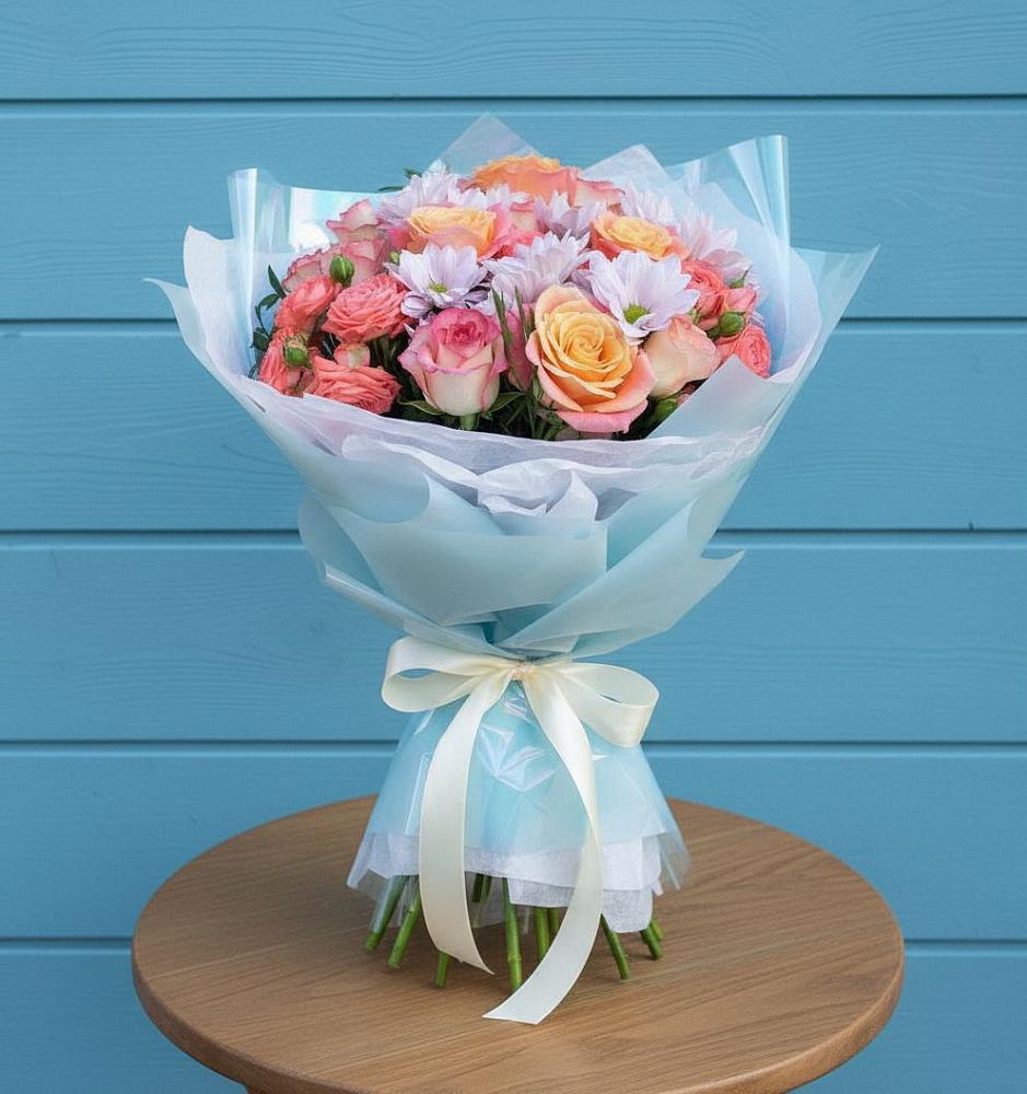 Букет цветов из: Хризантемы и Розы в Вавож